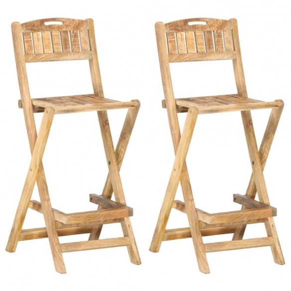 Chaises de bar de jardin pliables 2 pcs Bois de manguier solide