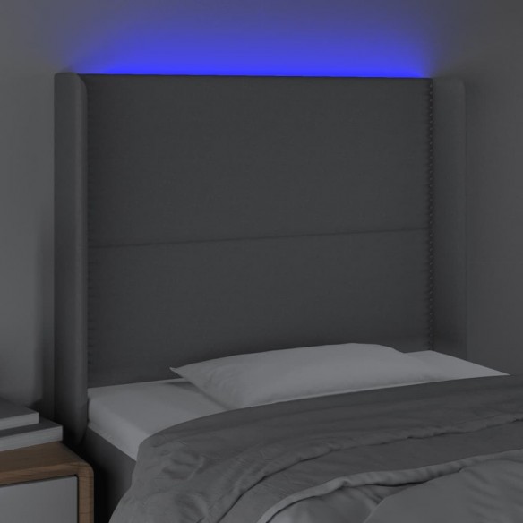 Tête de lit à LED Gris clair 83x16x118/128 cm Tissu