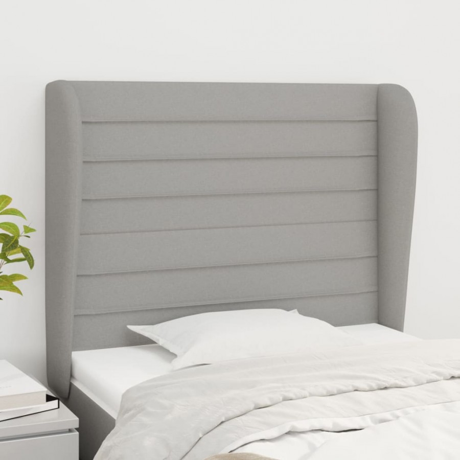 Tête de lit avec oreilles Gris clair 93x23x118/128 cm Tissu