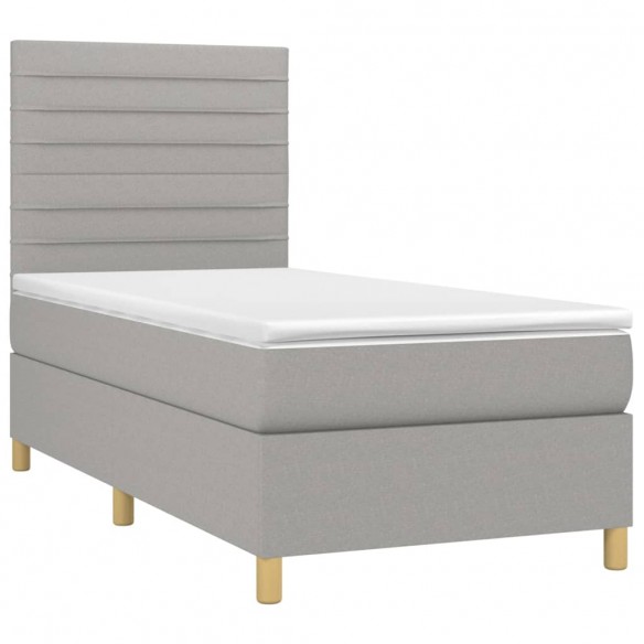 Cadre de lit et matelas Gris clair 90x190 cm Tissu