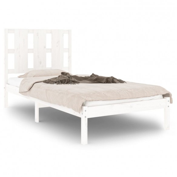 Cadre de lit Blanc Bois massif 90x190 cm Simple