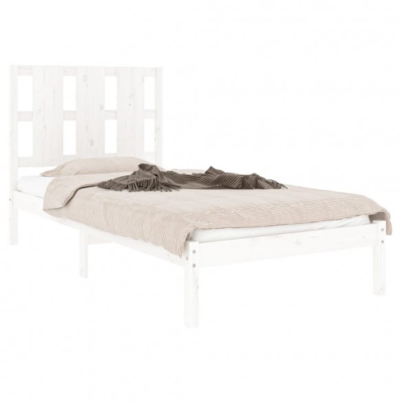 Cadre de lit Blanc Bois massif 90x190 cm Simple