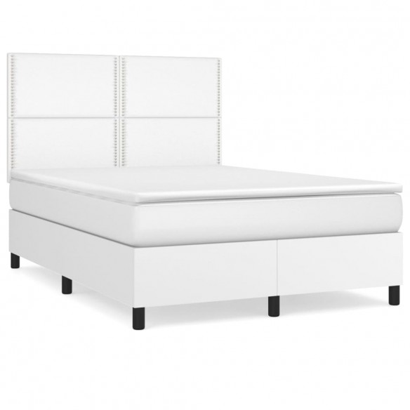 Cadre de lit avec matelas Blanc 140x190cm Similicuir