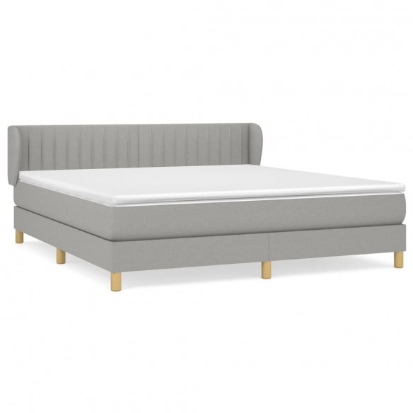 Sommier à lattes de lit avec matelas Gris clair 160x200cm Tissu