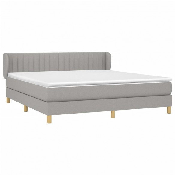 Sommier à lattes de lit avec matelas Gris clair 160x200cm Tissu