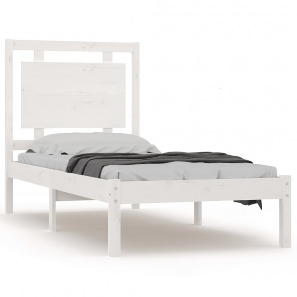 Cadre de lit Blanc Bois massif 75x190 cm Petit simple