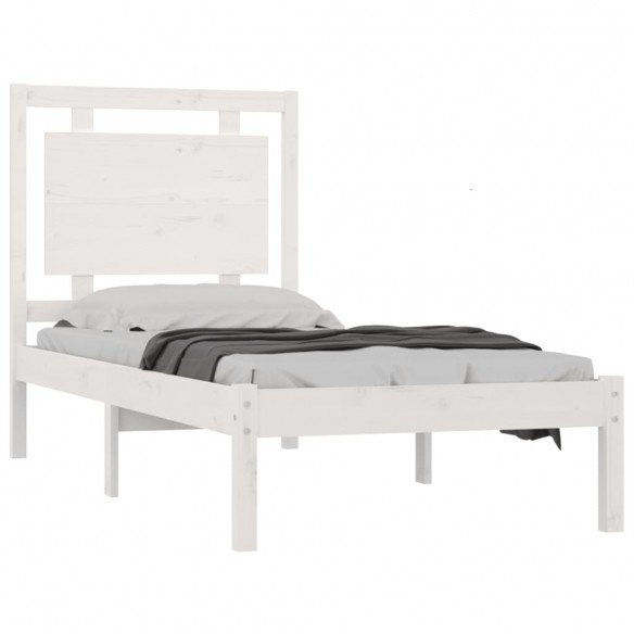 Cadre de lit Blanc Bois massif 75x190 cm Petit simple