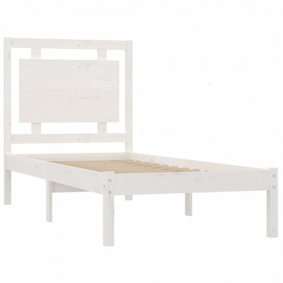 Cadre de lit Blanc Bois massif 75x190 cm Petit simple