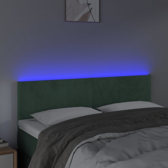 Tête de lit à LED Vert foncé 144x5x78/88 cm Velours