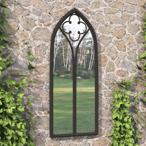 Miroir de jardin Noir 100x45 cm Fer pour utilisation extérieure