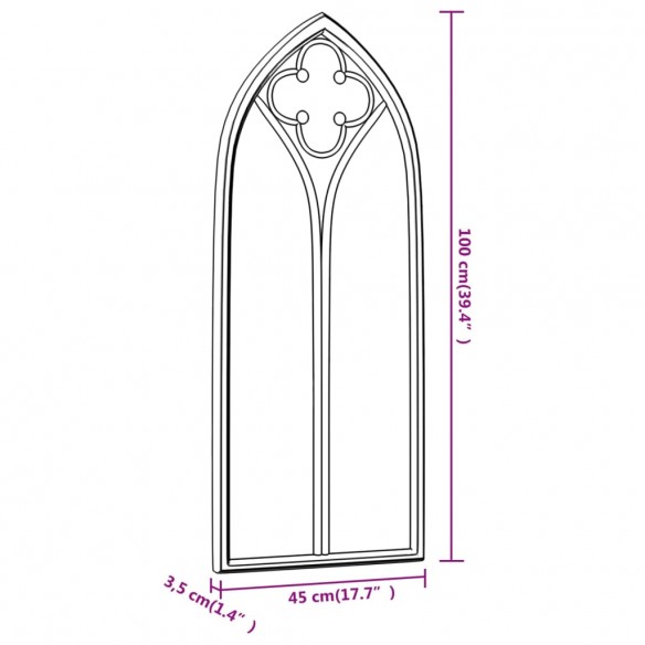 Miroir de jardin Noir 100x45 cm Fer pour utilisation extérieure