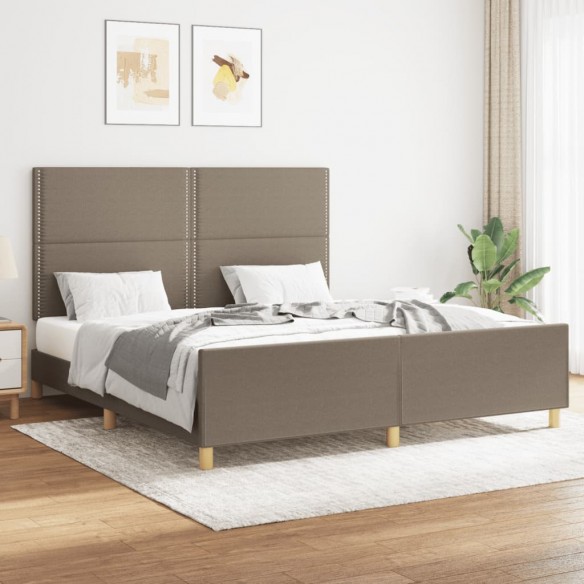 Cadre de lit avec tête de lit Taupe 160x200 cm Tissu