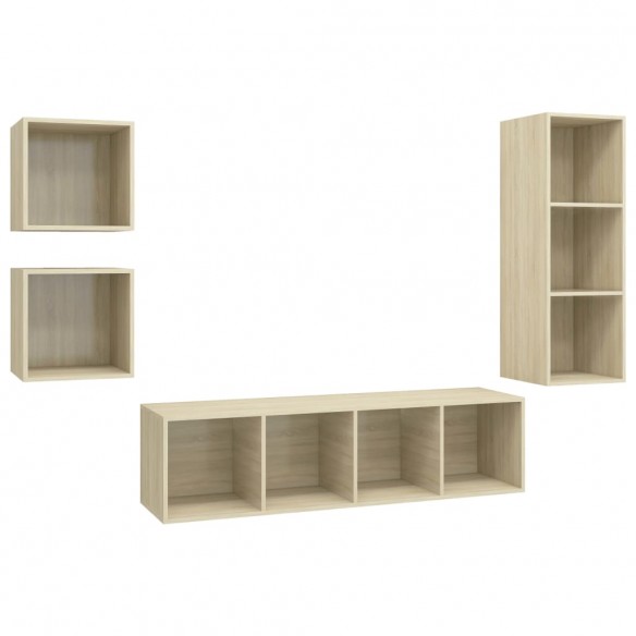 Ensemble de meuble TV 4 pcs Chêne sonoma Aggloméré