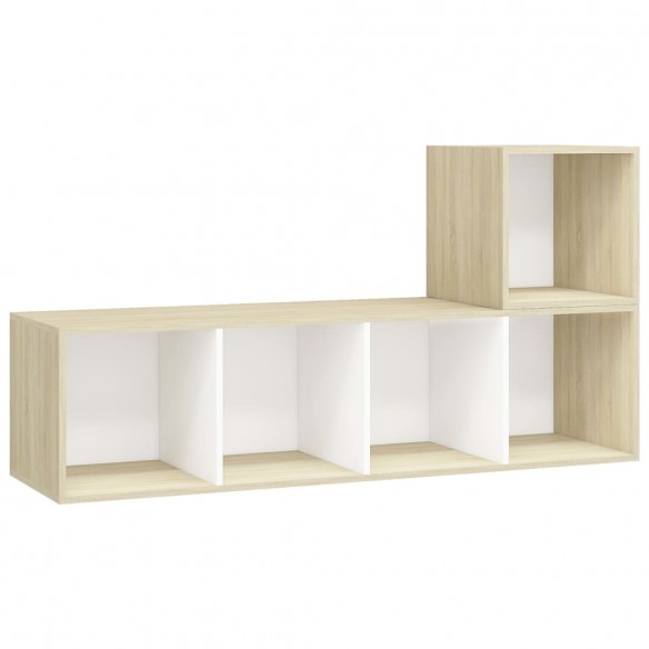 Ensemble de meuble TV 2 pcs Blanc et chêne sonoma Aggloméré