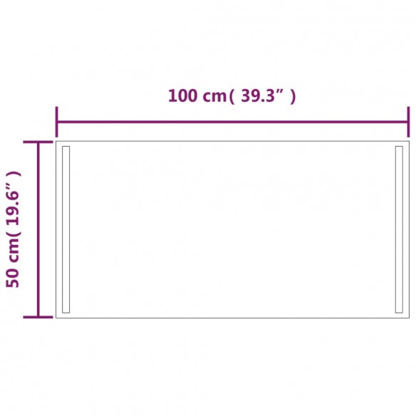 Miroir de salle de bain à LED 50x100 cm