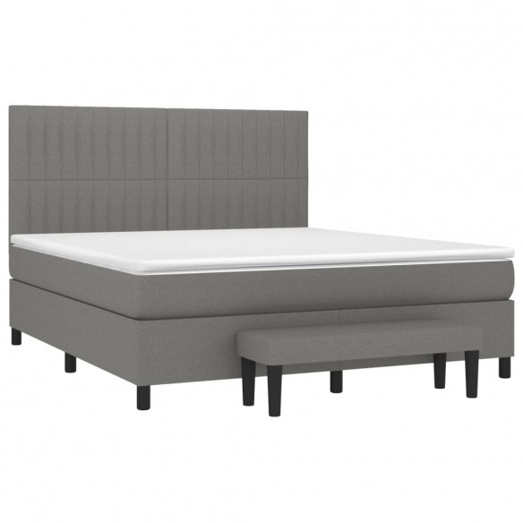 Cadre de lit avec matelas Gris foncé 160x200cm Tissu