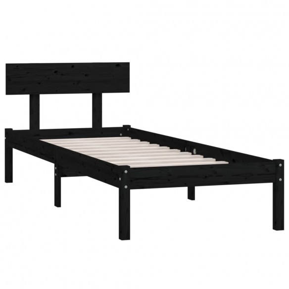 Cadre de lit Noir Bois de pin massif 75x190 cm UK petit simple