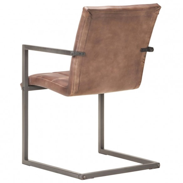 Chaises à manger cantilever lot de 6 marron cuir véritable