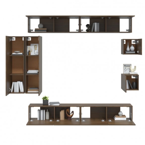 Ensemble de meubles TV 8 pcs Chêne marron Bois d'ingénierie