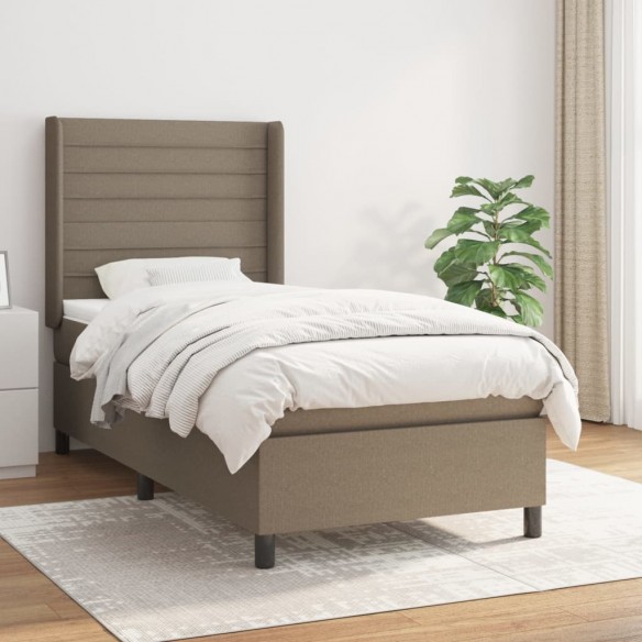 Sommier à lattes de lit avec matelas Taupe 100x200 cm Tissu