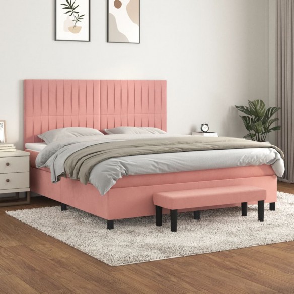 Sommier à lattes de lit avec matelas Rose 180x200 cm Velours