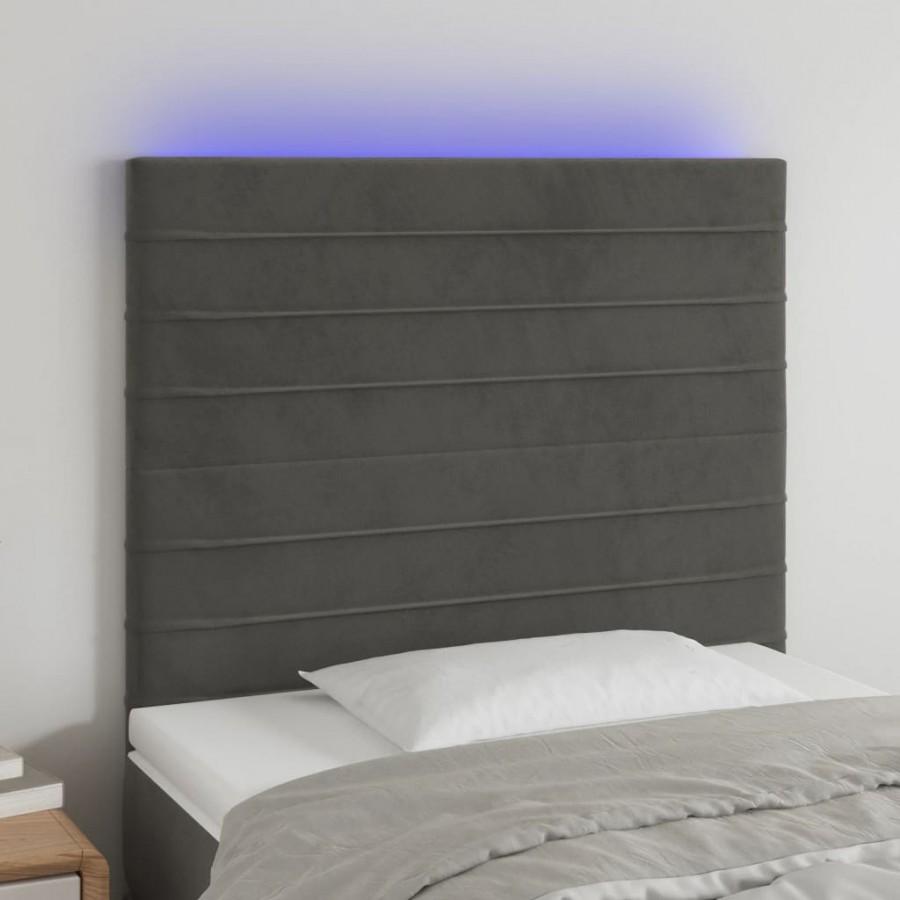 Tête de lit à LED Gris foncé 80x5x118/128 cm Velours