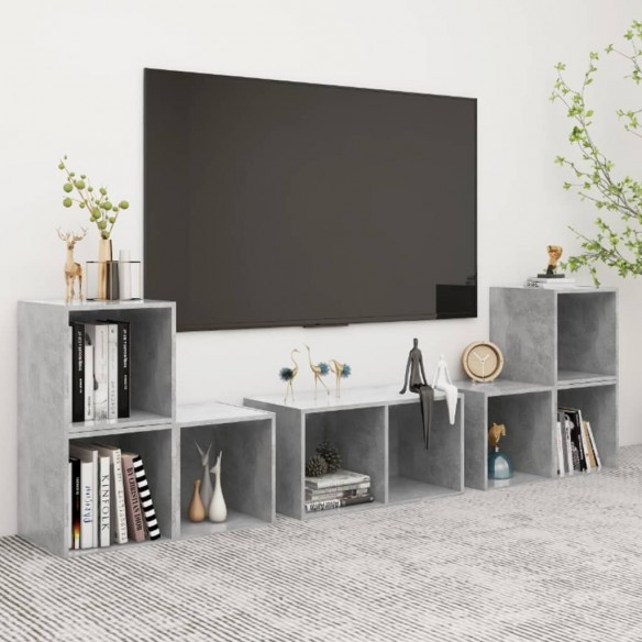 Ensemble de meubles TV 6 pcs Gris béton Aggloméré