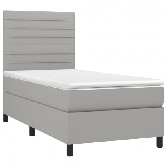 Cadre de lit avec matelas et LED Gris clair 90x190cm