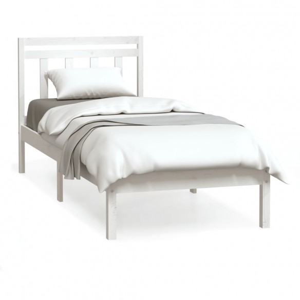 Cadre de lit Blanc Bois massif 75x190 cm Petit simple