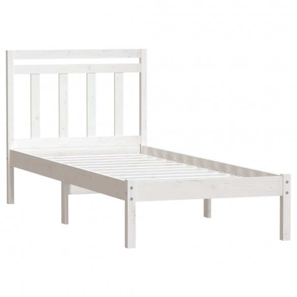 Cadre de lit Blanc Bois massif 75x190 cm Petit simple