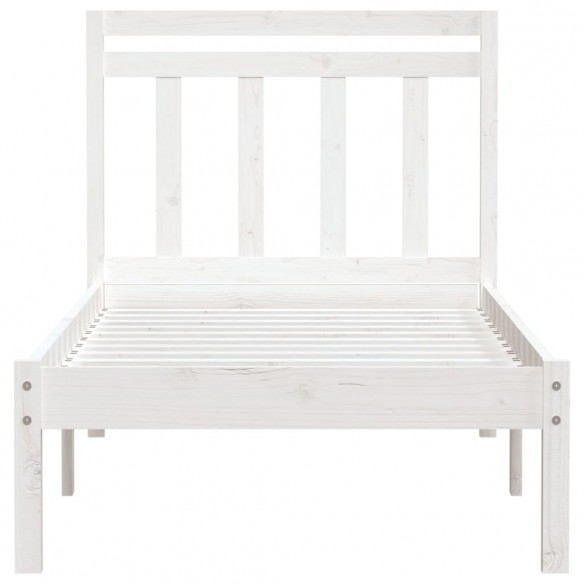 Cadre de lit Blanc Bois massif 75x190 cm Petit simple