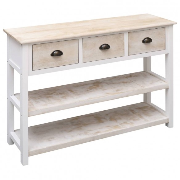 Buffet Naturel et blanc 115x30x76 cm Bois