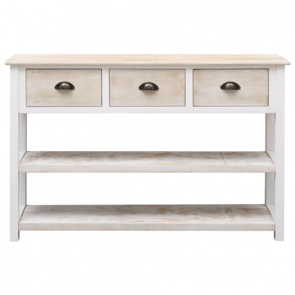 Buffet Naturel et blanc 115x30x76 cm Bois