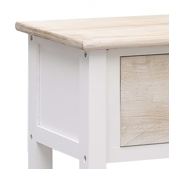 Buffet Naturel et blanc 115x30x76 cm Bois