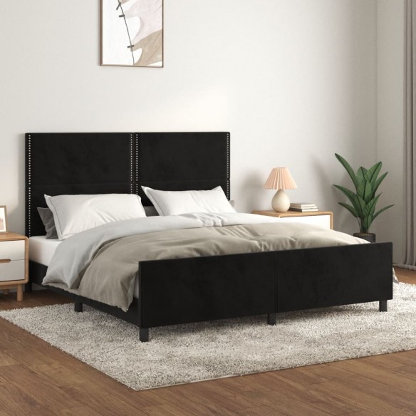 Cadre de lit avec tête de lit Noir 160x200 cm Velours