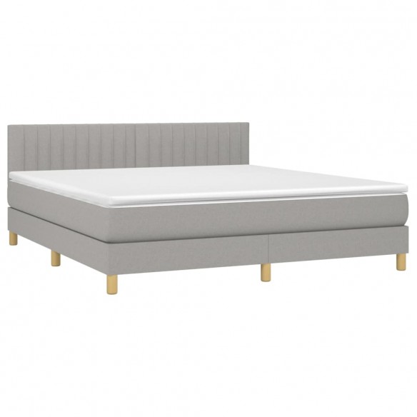 Cadre de lit avec matelas Gris clair 160x200cm Tissu