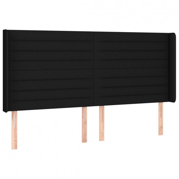 Tête de lit avec oreilles Noir 203x16x118/128 cm Tissu