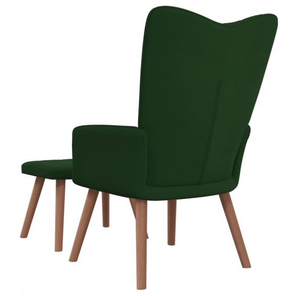 Chaise de relaxation avec repose-pied Vert foncé Velours