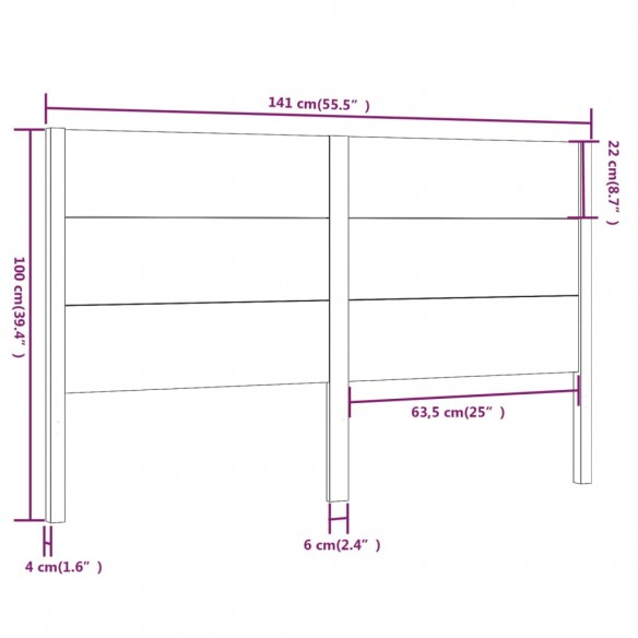 Tête de lit 141x4x100 cm Bois massif de pin