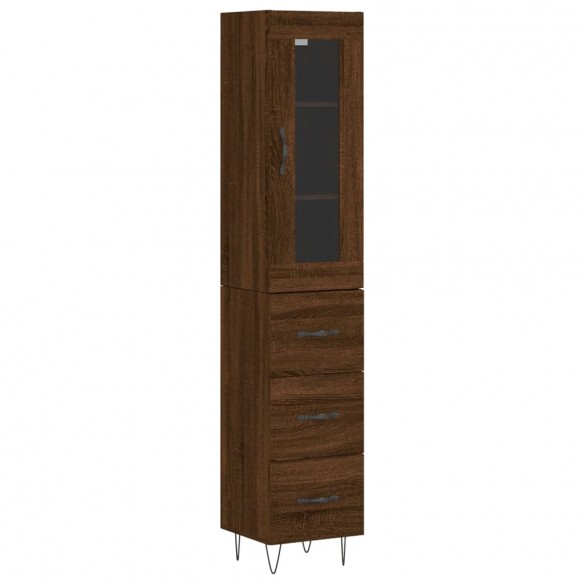 Buffet haut Chêne marron 34,5x34x180 cm Bois d'ingénierie