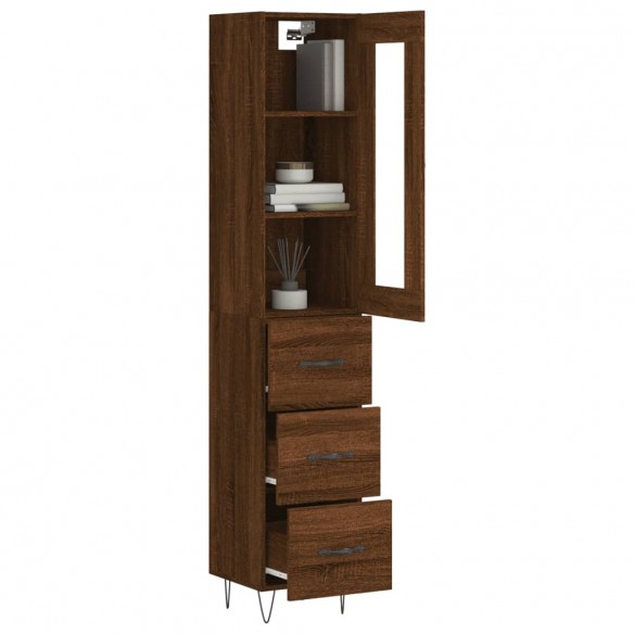 Buffet haut Chêne marron 34,5x34x180 cm Bois d'ingénierie