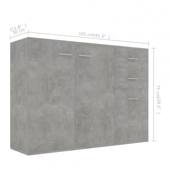 Buffet Gris béton 105x30x75 cm Aggloméré