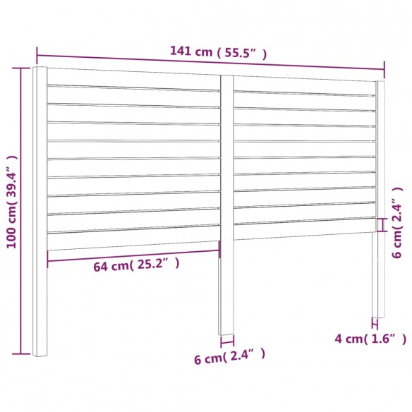 Tête de lit 141x4x100 cm Bois massif de pin