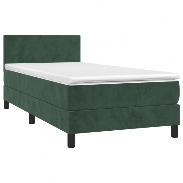 Cadre de lit avec matelas et LED Vert foncé 90x190cm