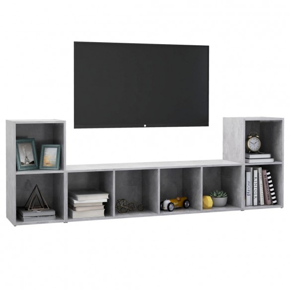 Ensemble de meubles TV 3 pcs Gris béton Aggloméré