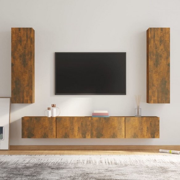 Ensemble de meubles TV 4 pcs Chêne fumé Bois d'ingénierie