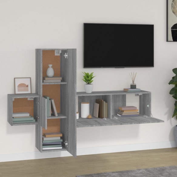 Ensemble de meubles TV 3 pcs Sonoma gris Bois d'ingénierie