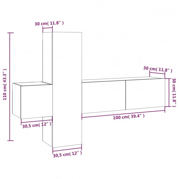 Ensemble de meubles TV 3 pcs Sonoma gris Bois d'ingénierie