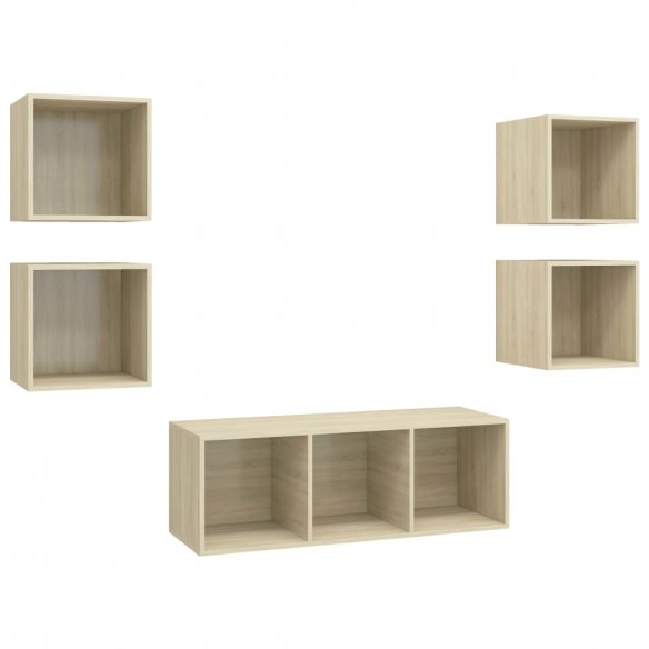 Ensemble de meuble TV 5 pcs Chêne sonoma Aggloméré