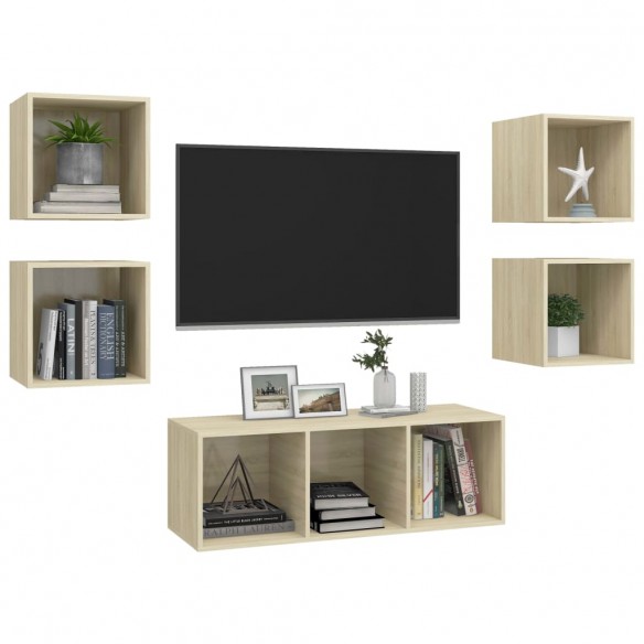 Ensemble de meuble TV 5 pcs Chêne sonoma Aggloméré